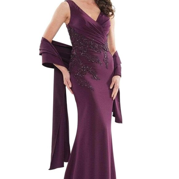 NWT Marsoni by Colors MV1147 Faille Mother of the Bride Dress Eggplant Size 18 - Picture 1 of 8